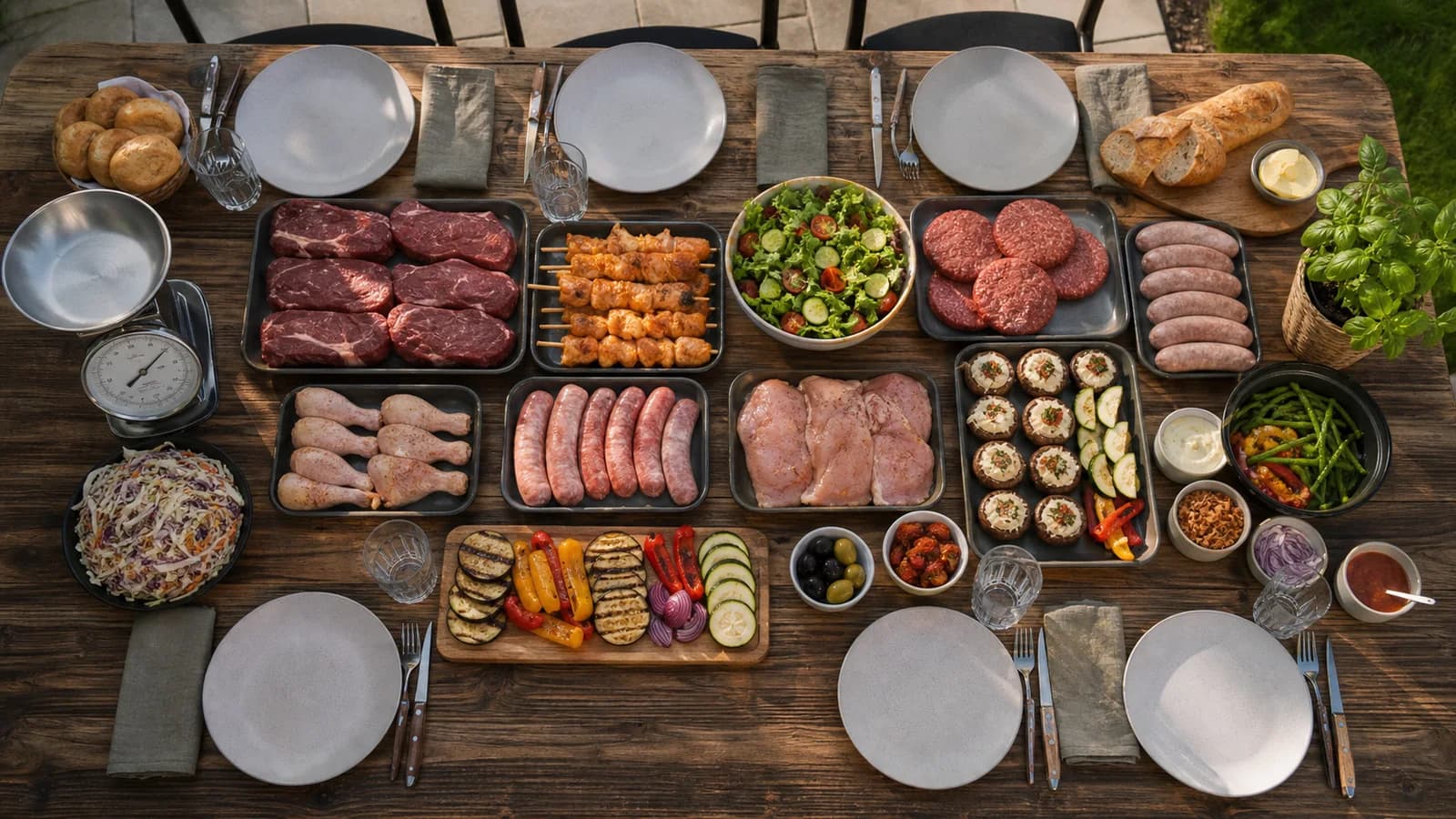 How much meat and food per person for a BBQ?